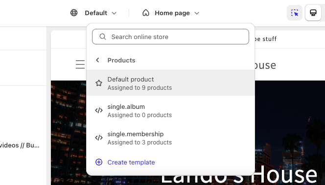 default product page