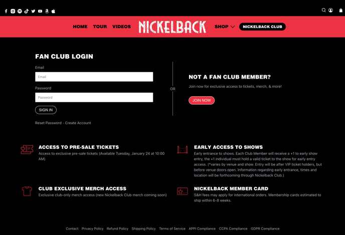 nickelback login